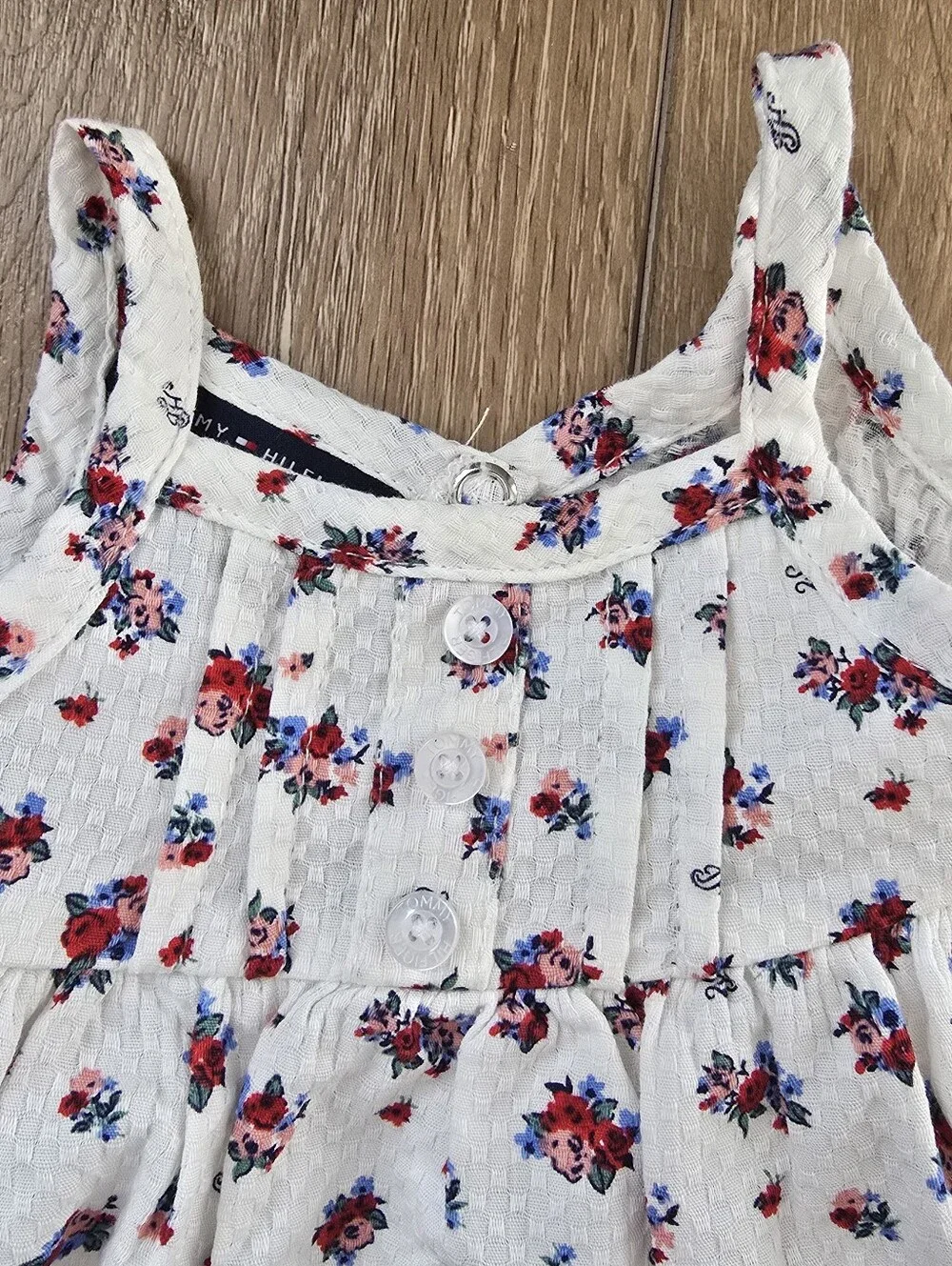 Tommy Hilfiger Baby Girl 2 Piece Floral Dress and Ruffle Jean Bloomers Set 0 3M